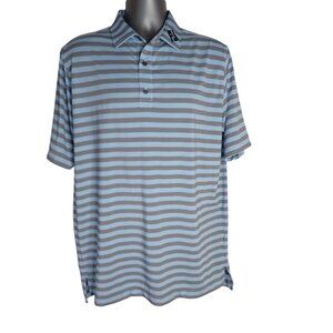 FootJoy Golf Shirt Men Large Polo Athletic Blue Gray‎ Striped Logo Performance